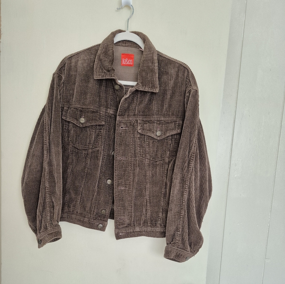 Liz & Co brown corduroy oversized jacket size small